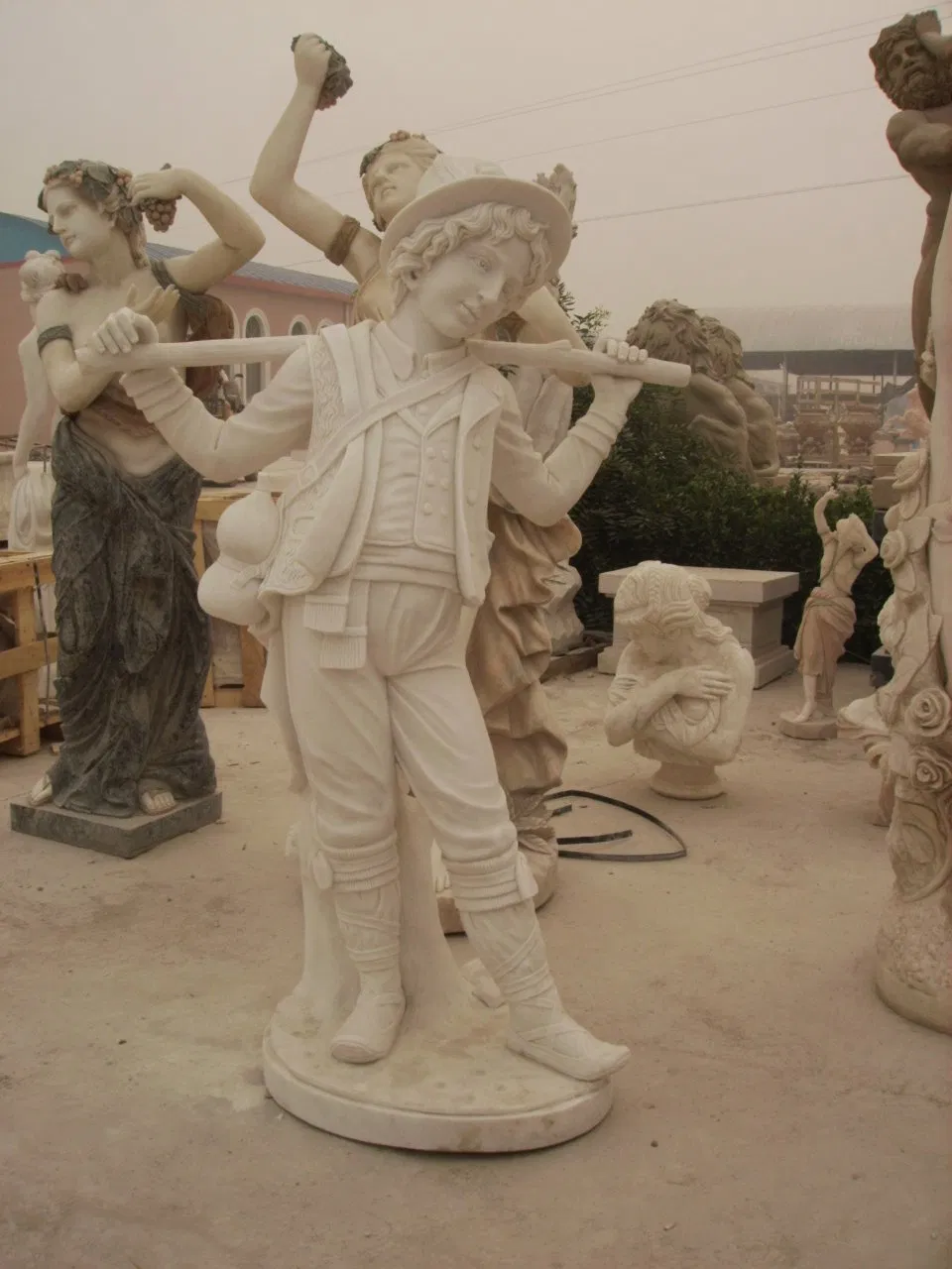 Life-Size Marble Angel Cemetery Sculpture for Gardens