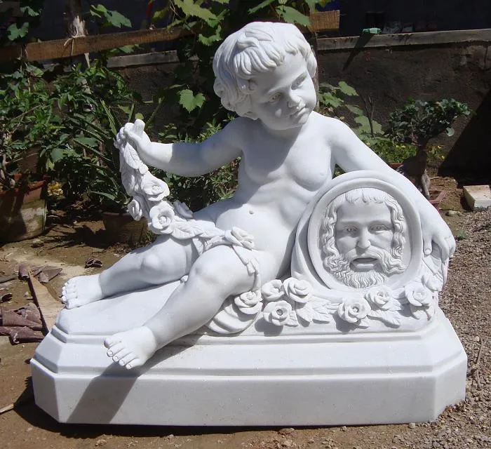 Natural Marble Angel Cemetery Sculpture