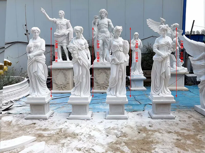 Large White Marble Angel Cemetery Sculpture