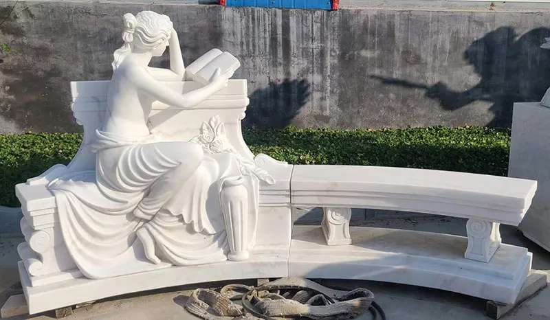 Large White Marble Angel Cemetery Sculpture
